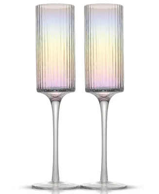 JoyJolt Christian Siriano Chroma Iridescent Champagne Flute Glasses