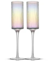 JoyJolt Christian Siriano Chroma Iridescent Champagne Flute Glasses