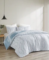 Natori Brush Stroke Oversized Reversible Seersucker 4 Piece Comforter Set