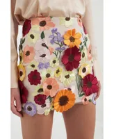 endless rose Women's Floral Embroidered Mini Skirt