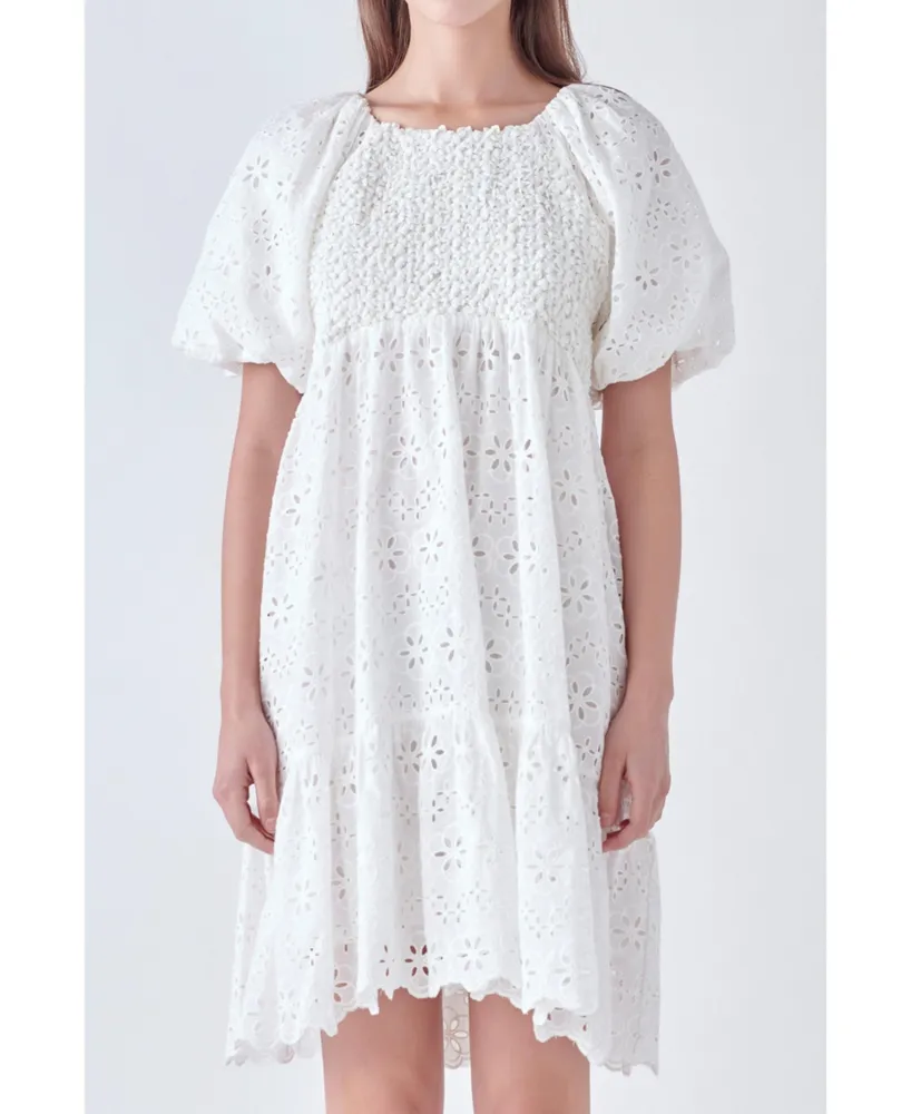 English Factory Women's Knit and Embroidery Combo Dress