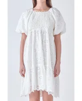 English Factory Women's Knit and Embroidery Combo Dress