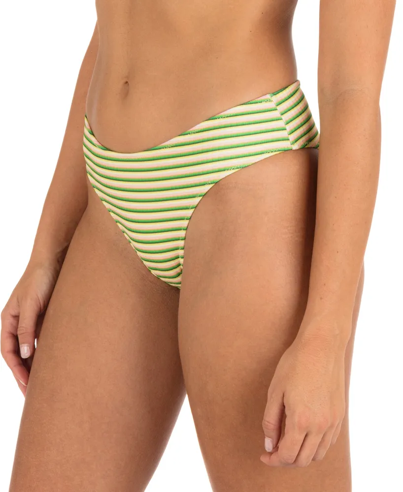 Hurley Juniors' Samba Striped Mid-Rise Cheeky Bikini Bottom