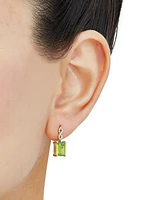 Peridot (3-1/5 ct. t.w.) & Diamond (1/10 ct. t.w.) Cushion Drop Earrings in 14k Gold