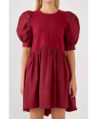 English Factory Women's High Low Knit Combo Dress
