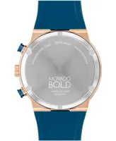 Movado Men's Bold Fusion Swiss Quartz Chrono Blue Silicone Watch 44mm