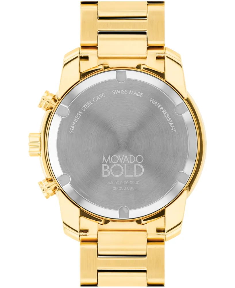 Movado Men's Bold Verso Swiss Quartz Chrono Ionic Plated Gold Steel Watch 44mm - Gold
