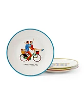 Kit Kemp for Spode Doodles 4 Piece Tidbit Plate Set, Service for 4