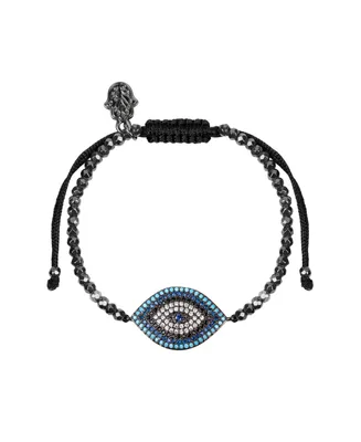 Karma and Luck Bright Outlook Hematite Evil Eye Charm Bracelet