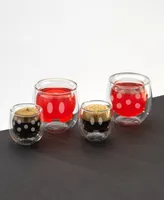 JoyJolt Disney Mickey Pants Minnie Skirt Double Wall Espresso Glasses - Set of 2