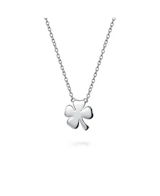 Bling Jewelry Personalized Flat Lucky Four Leaf Clover Shamrock Irish Pendant Women Necklace Polished .925 Sterling Silver