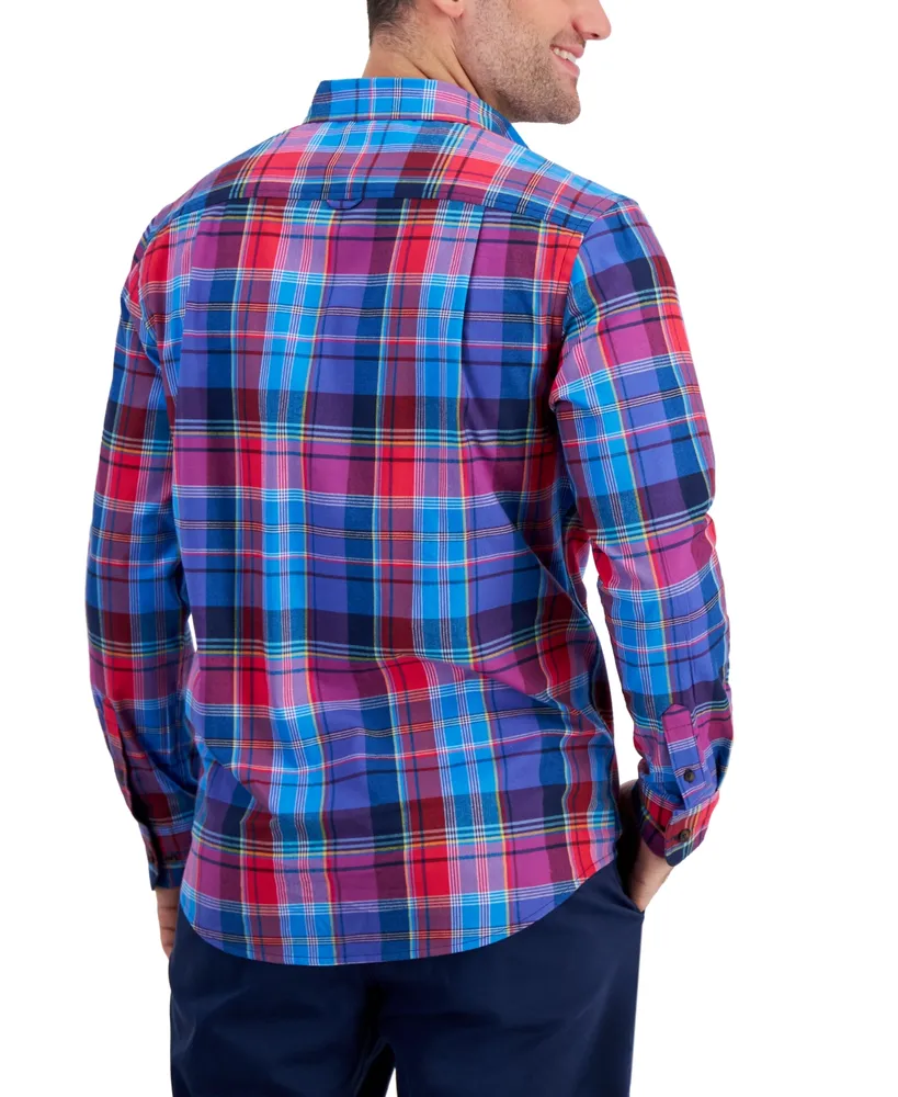 Club Room Men's Tolima Regular-Fit Stretch Plaid Button-Down Shirt, Created for Macy's