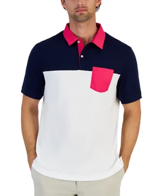 Club Room Men's Short Sleeve Mixed Media Colorblocked Polo Shirt, Created for Macy's