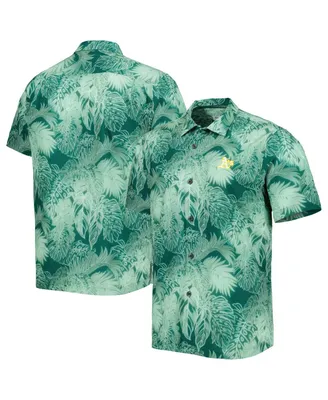 Men's Tommy Bahama Green Oakland Athletics Coast Luminescent Fronds IslandZone Button-Up Camp Shirt
