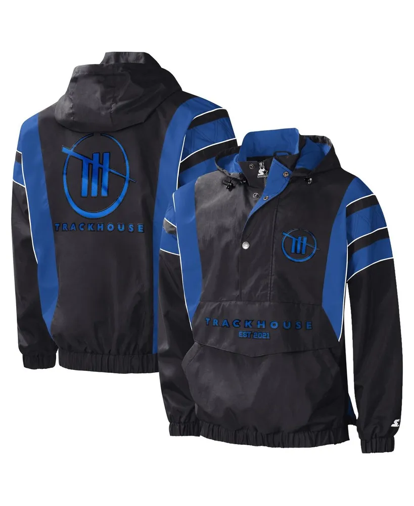 Men's Starter Black, Royal Trackhouse Racing Impact Half-Snap Pullover Jacket