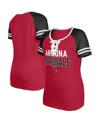 Women's New Era Cardinal Arizona Cardinals Raglan Lace-Up T-shirt