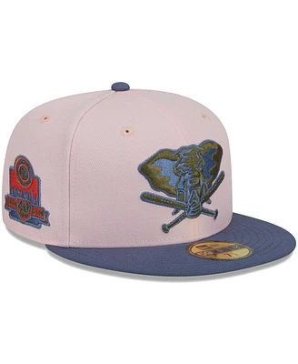 Men's New Era Pink, Blue Oakland Athletics Olive Undervisor 59FIFTY Fitted Hat