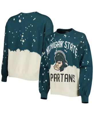 Women's Gameday Couture Green Michigan State Spartans Twice As Nice Faded Dip-Dye Pullover Long Sleeve Top