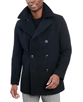 London Fog Men Double-Breasted Wool Blend Peacoat