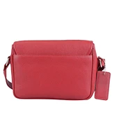 Mancini Pebbled Collection Kimberly Leather Flap Closure Handbag
