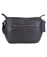 Mancini Pebbled Collection Scarlet Leather Crossbody Hobo Bag