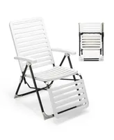 Costway Patio Pp Chaise Lounge Folding Reclining Chair 7-Level Backrest Footrest
