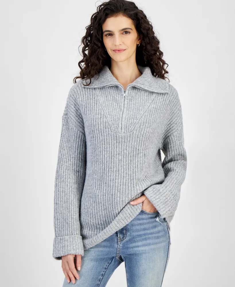 And Now This Women's Oversized Quarter-Zip Pullover Sweater, Created for Macy's