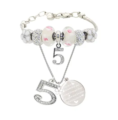 5th Birthday Gift Set for Girls - Charming Bracelet and Necklace - Perfect Present for 5 Year Old Daughter