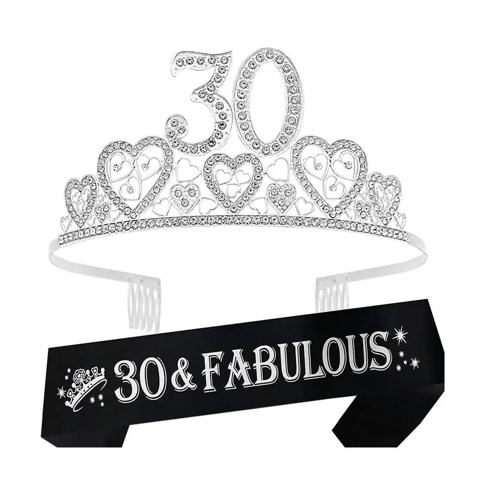 30th Birthday Sash and Tiara Set for Women