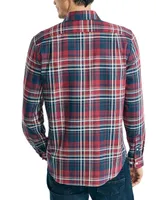 Nautica Men's Long Sleeve Button-Front Twill Plaid Shirt