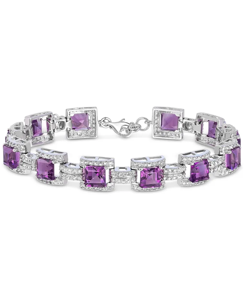 Amethyst (9-5/8 ct.t.w.) & White Topaz Tennis Bracelet in Sterling Silver