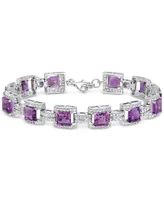 Amethyst (9-5/8 ct.t.w.) & White Topaz Tennis Bracelet in Sterling Silver