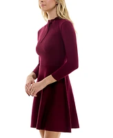 Bcx Juniors' Tie-Neck 3/4-Sleeve Sweater Dress