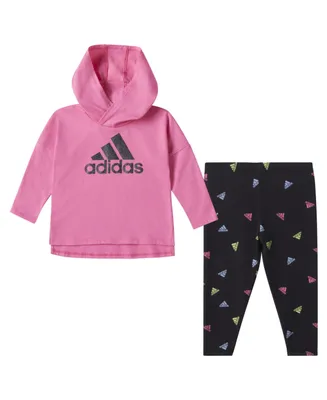 adidas Baby Girls Hooded T Shirt and Printed Leggings, 2 Piece Set