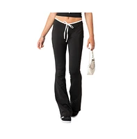 Edikted Women's Leighton contrast tie flared pants