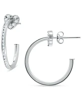 Giani Bernini Cubic Zirconia Heart Motif Small Hoop Earrings, 0.88", Created for Macy's