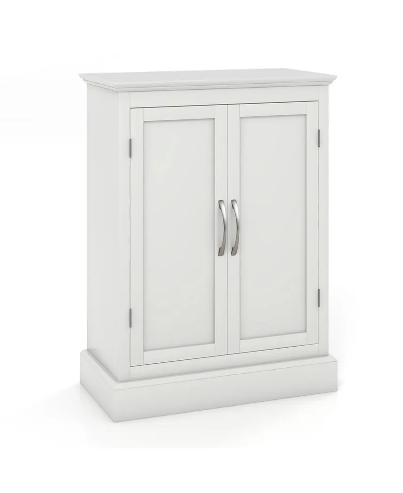 Costway Bathroom Floor Cabinet Wooden Storage Organizer Free-Standing w/  Drawer & Shelf