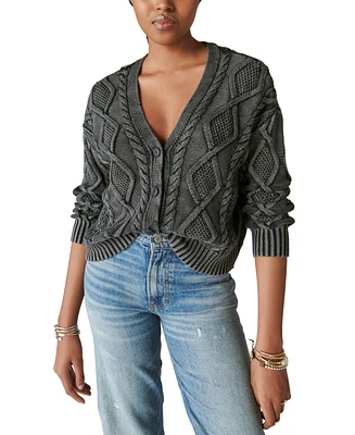 Lucky Brand Women's Cable-Stitch Long-Sleeve Cardigan