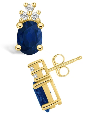 Macy's Sapphire (3 Ct. t.w.) and Diamond (1/5 Stud Earrings