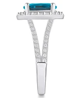 Macy's Blue Topaz (-/ ct. t.w.) and Diamond (/ Halo Ring 14K Gold