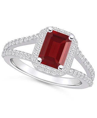Macy's Garnet (2 ct. t.w.) and Diamond (1/2 Halo Ring 14K Gold