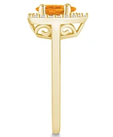 Macy's Citrine (7/8 ct. t.w.) and Diamond (1/5 Halo Ring 14K Yellow Gold