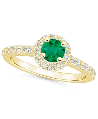 Macy's Emerald (1/2 Ct. t.w.) and Diamond Halo Ring