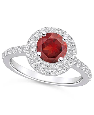 Macy's Garnet and Diamond Accent Halo Ring 14K Gold