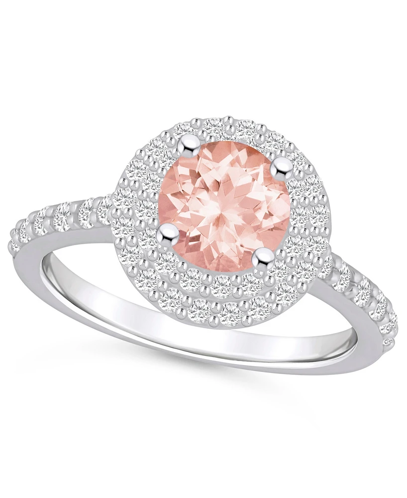 Macy's Morganite and Diamond Accent Halo Ring 14K Gold