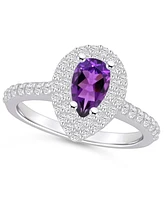 Macy's Amethyst and Diamond Accent Halo Ring 14K Gold