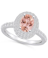 Morganite and Diamond Halo Ring