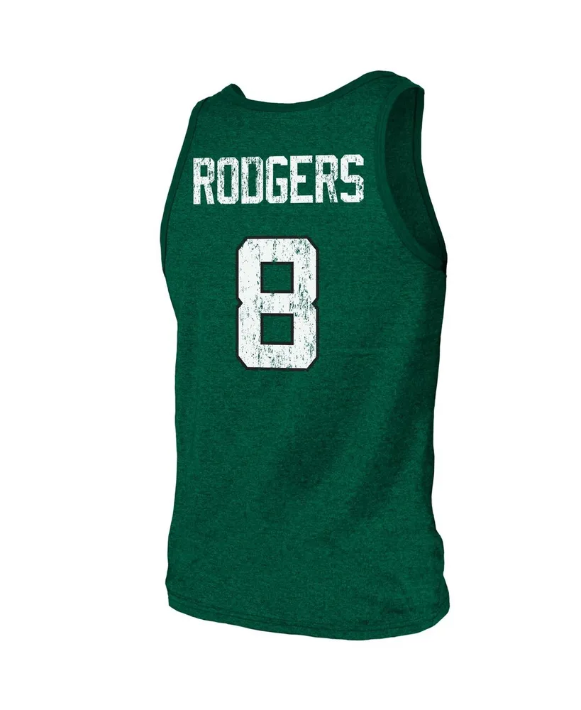 Men's Majestic Threads Aaron Rodgers Green New York Jets Player Name and Number Tri-Blend Tank Top