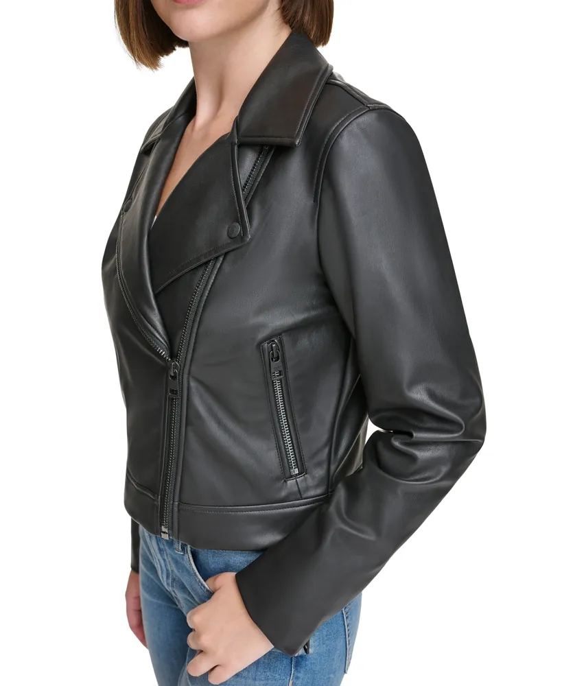 Calvin Klein Jeans Women's Faux-Leather Moto Jacket