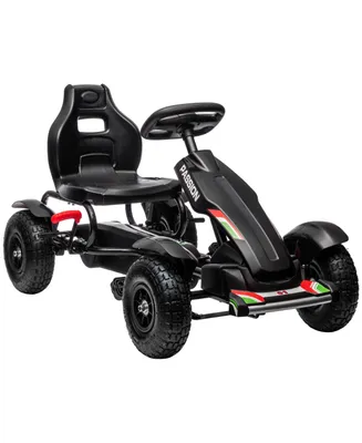 Aosom Kids Pedal Go Kart, Outdoor Ride on Toys with Adjustable Seat, Sharp Handling, Handbrake